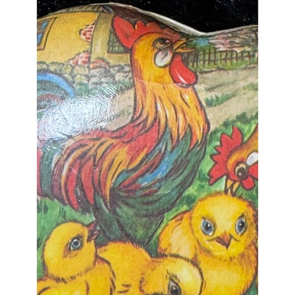 Vintage Germany Paper Mache Heart-Shaped  Box With Rooster Chicks Design Easter - Picture 5 of 10